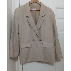 Old navy womens large linen viscose sand tan double Breasted blazer jacket